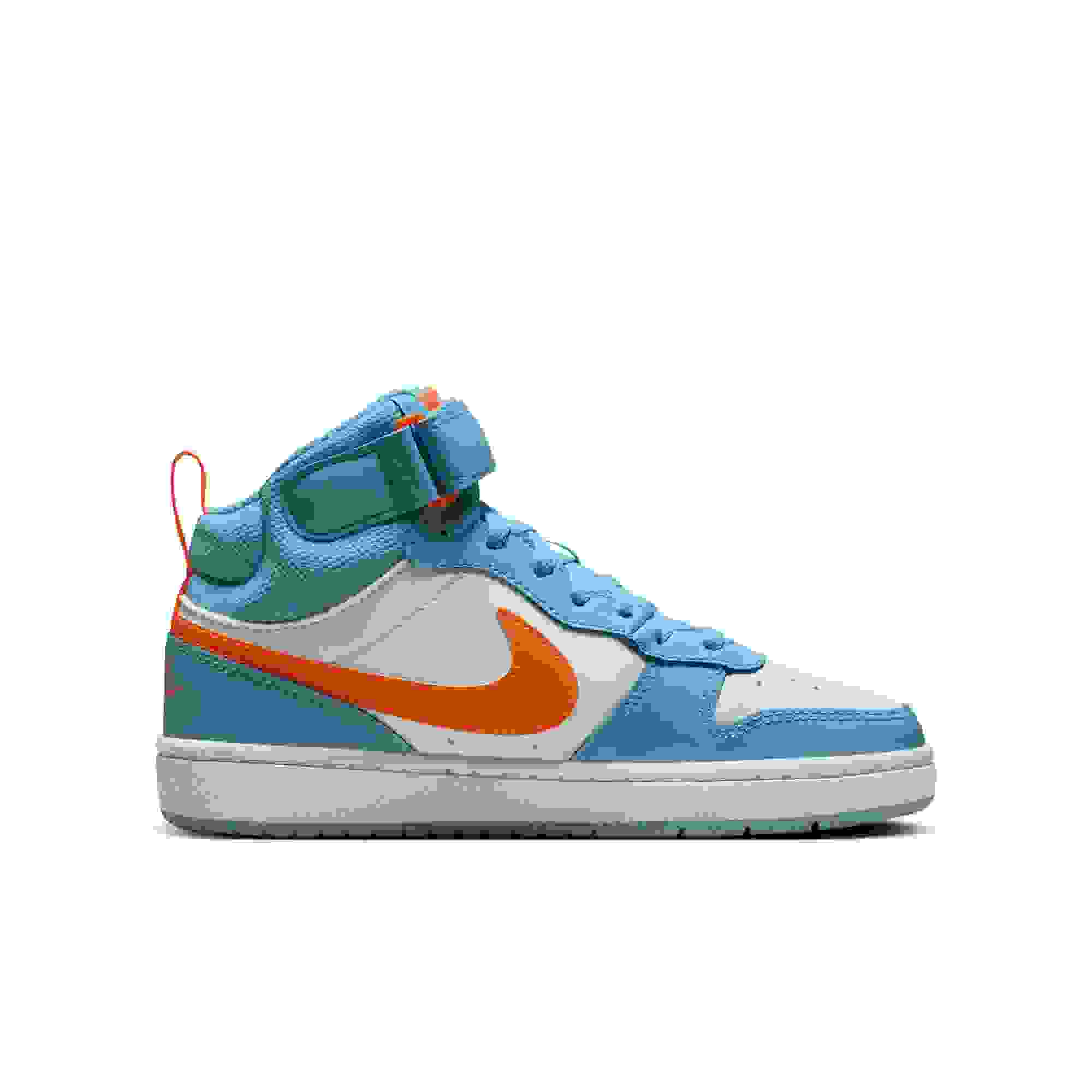 Nike Court Borough Mid 2 Grade School Boys' "Light Blue/Orange/White" Shoe